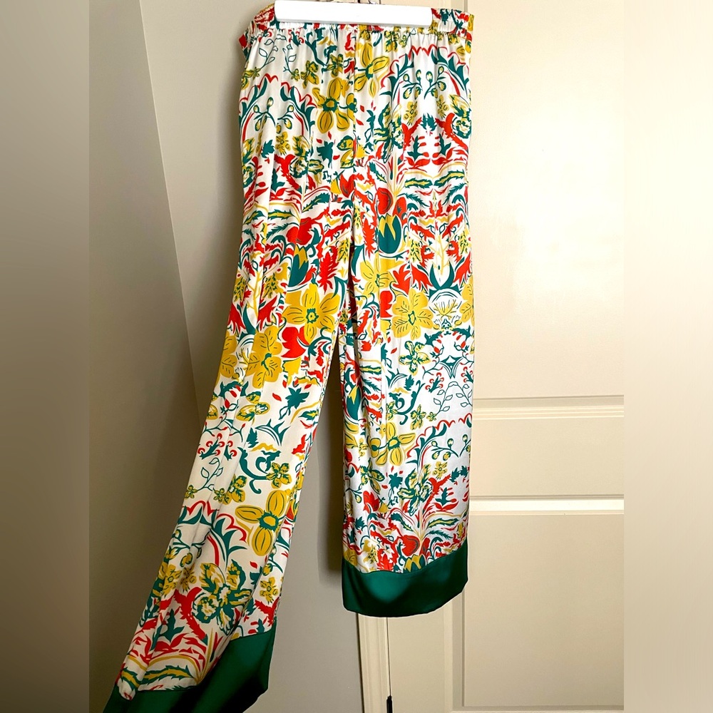 The Drop Women's Floral Printed Satin Wide Leg Pants by sruthijayadevan